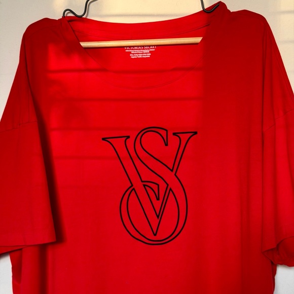 Victoria’s Secret Red Oversized Sleep Tee VS Logo XXL - Picture 3 of 8